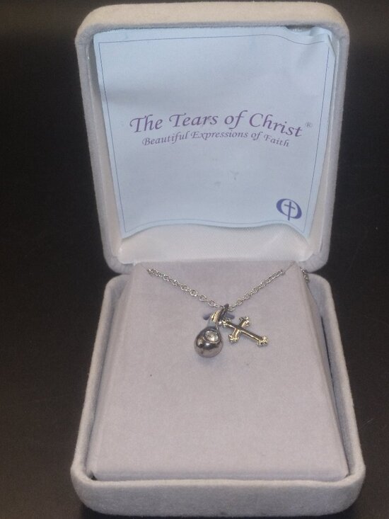 Singer Jewelry - The Tears of Christ Sterling Silver Necklace Cross & Tear Drop Pendant